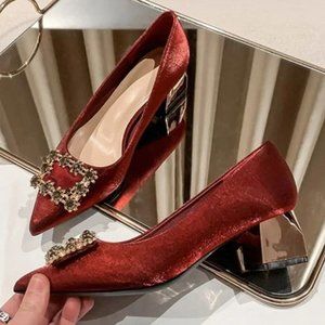 The new thick heel bride shoes girl